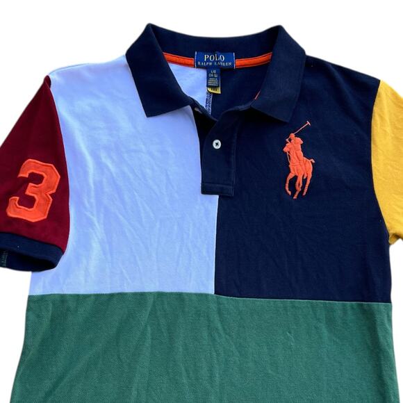Polo Ralph Lauren Big Pony Patchwork Colorblock Polo Kids Sz L (14/16) - Picture 3 of 5